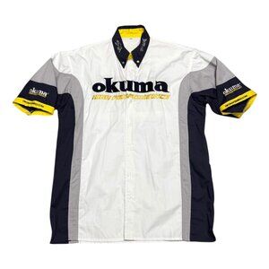 OKUMA Fishing Mechanic Racing Button Tee Shirt Mens XL